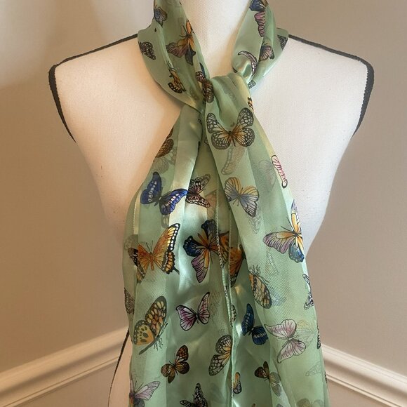 Accessories - Butterfly Scarf Green